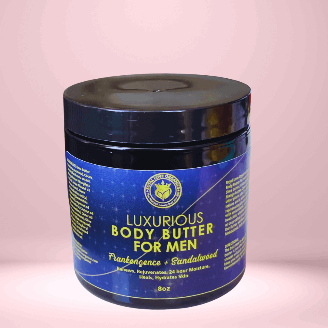Organic Luxurious Body Butter (For Men) | Bath & Body | All Natural, beauty, daily routine, dry skin, Hydration, mensbodybutter, moisturizer, moisturizes, moisturizing, organic, organic skincare, self love, selfcare, skincare, unrefined shea butter, vegan | Royal Love Organics