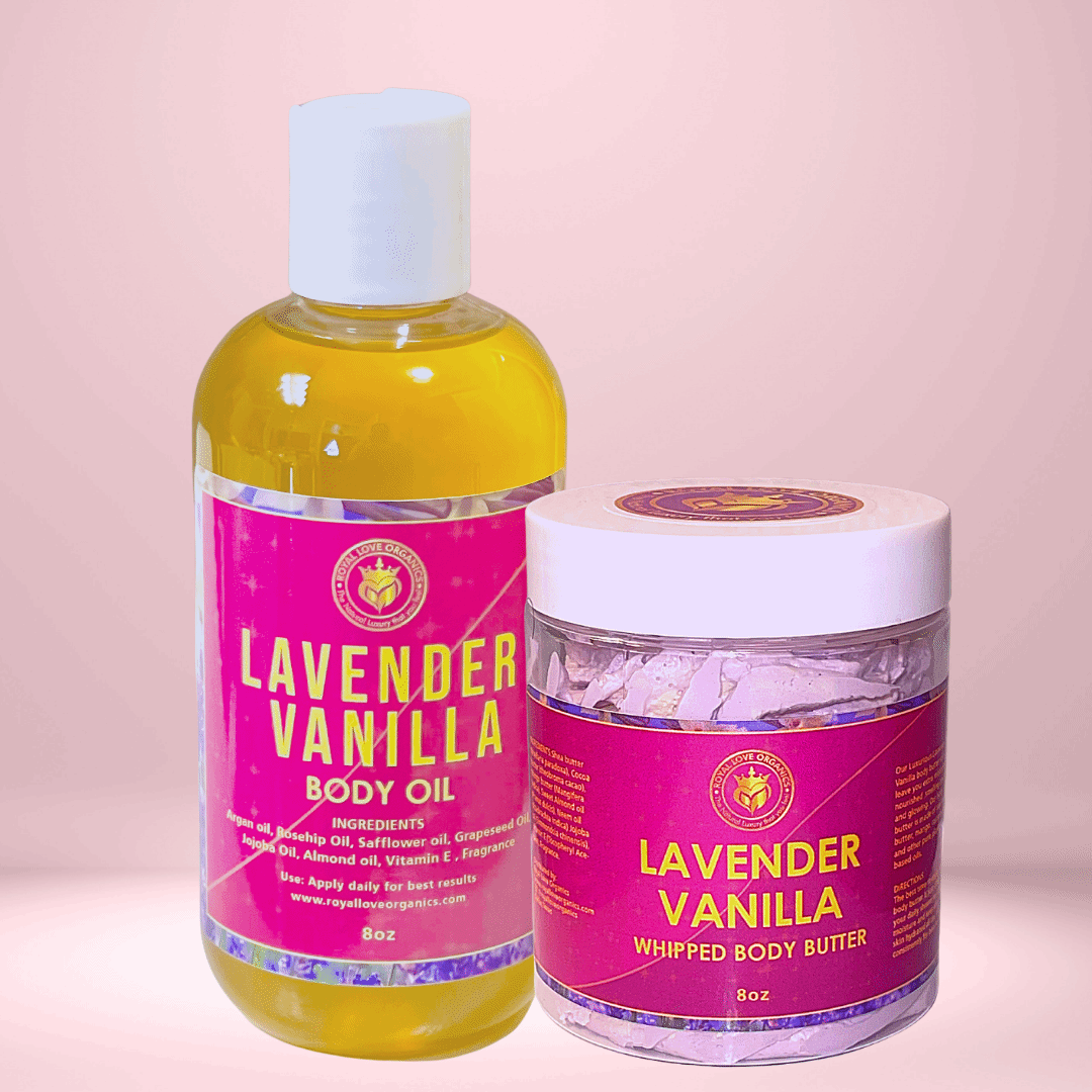 Lavender Vanilla Body oil and Body Butter Set Royal Love Organics